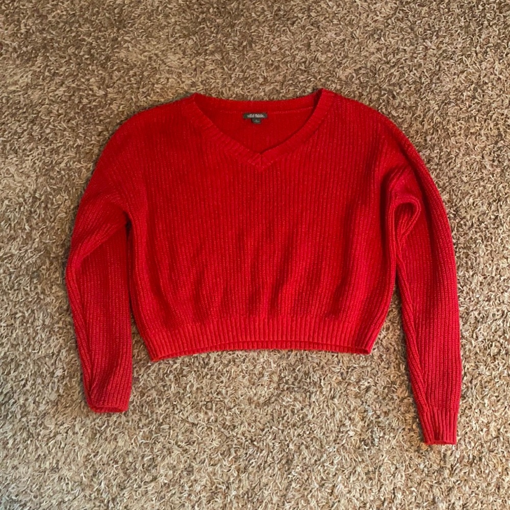 Red cropped sweater